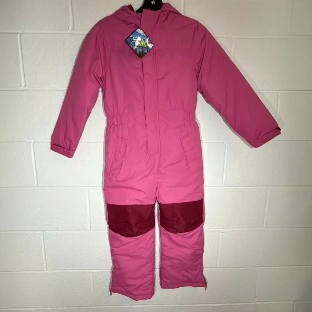 Arctic Hero Kids One Piece Snowsuit Pink Jumpsuit Waterproof Winter Size 8/10